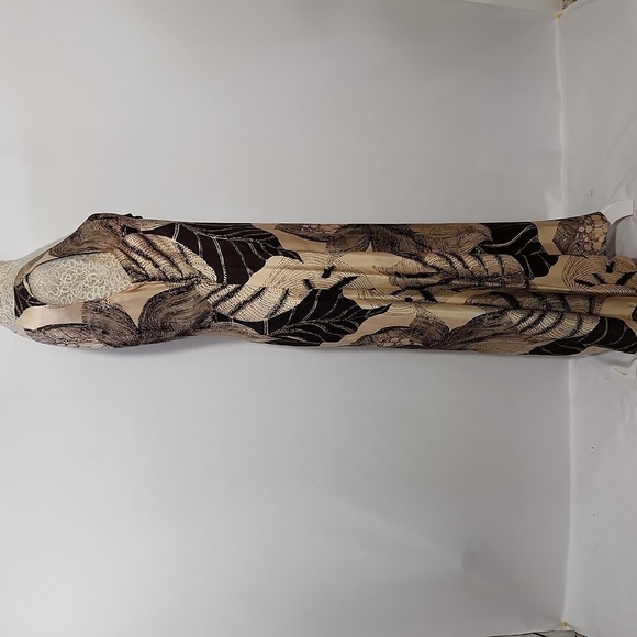 Duster Cardigan Womens Sleeveless Loop Closure Brown Floral Print Longline Party - Picture 8 of 13